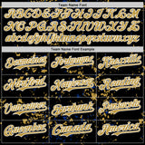 Custom Black Old Gold Royal-White Fragment 3D Pattern Design Bomber Full-Snap Varsity Letterman Hoodie Jacket