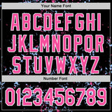Custom Black Pink Light Blue-White Fragment 3D Pattern Design Bomber Full-Snap Varsity Letterman Hoodie Jacket