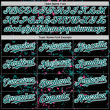 Custom Black Teal Pink-White Fragment 3D Pattern Design Bomber Full-Snap Varsity Letterman Hoodie Jacket