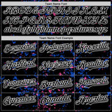 Custom Black Thunder Blue Pink-White Fragment 3D Pattern Design Bomber Full-Snap Varsity Letterman Hoodie Jacket