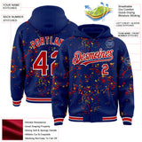 Custom Royal Red Gold-White Fragment 3D Pattern Design Bomber Full-Snap Varsity Letterman Hoodie Jacket