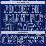Custom Royal Light Blue Old Gold-White Fragment 3D Pattern Design Bomber Full-Snap Varsity Letterman Hoodie Jacket