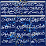 Custom Royal Powder Blue Old Gold-White Fragment 3D Pattern Design Bomber Full-Snap Varsity Letterman Hoodie Jacket