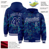 Custom Royal Aqua Old Gold-White Fragment 3D Pattern Design Bomber Full-Snap Varsity Letterman Hoodie Jacket