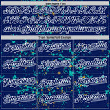 Custom Royal Aqua Old Gold-White Fragment 3D Pattern Design Bomber Full-Snap Varsity Letterman Hoodie Jacket