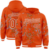 Custom Orange Light Blue Grass Green-White Fragment 3D Pattern Design Bomber Full-Snap Varsity Letterman Hoodie Jacket