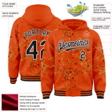 Custom Orange Black Old Gold-White Fragment 3D Pattern Design Bomber Full-Snap Varsity Letterman Hoodie Jacket