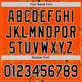 Custom Orange Black Old Gold-White Fragment 3D Pattern Design Bomber Full-Snap Varsity Letterman Hoodie Jacket