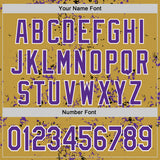 Custom Old Gold Purple Black-White Fragment 3D Pattern Design Bomber Full-Snap Varsity Letterman Hoodie Jacket