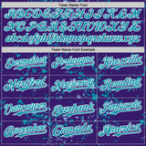 Custom Purple Teal Light Blue-White Fragment 3D Pattern Design Bomber Full-Snap Varsity Letterman Hoodie Jacket