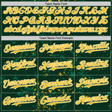 Custom Green Gold Kelly Green-White Fragment 3D Pattern Design Bomber Full-Snap Varsity Letterman Hoodie Jacket