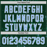 Custom Green Light Blue Kelly Green-White Fragment 3D Pattern Design Bomber Full-Snap Varsity Letterman Hoodie Jacket