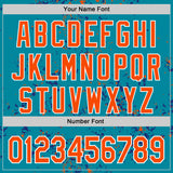 Custom Teal Orange Royal-White Fragment 3D Pattern Design Bomber Full-Snap Varsity Letterman Hoodie Jacket