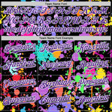 Custom Graffiti Pattern Purple Black-White Splash Bomber Full-Snap Varsity Letterman Hoodie Jacket