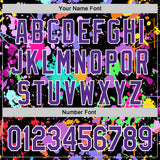 Custom Graffiti Pattern Purple Black-White Splash Bomber Full-Snap Varsity Letterman Hoodie Jacket