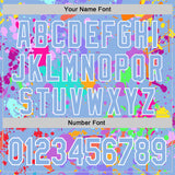 Custom Graffiti Pattern Light Blue-White Splash Bomber Full-Snap Varsity Letterman Hoodie Jacket
