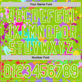 Custom Graffiti Pattern Neon Green-White Splash Bomber Full-Snap Varsity Letterman Hoodie Jacket