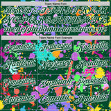 Custom Graffiti Pattern Kelly Green-White Splash Bomber Full-Snap Varsity Letterman Hoodie Jacket