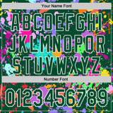 Custom Graffiti Pattern Kelly Green-White Splash Bomber Full-Snap Varsity Letterman Hoodie Jacket