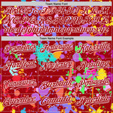 Custom Graffiti Pattern Red-White Splash Bomber Full-Snap Varsity Letterman Hoodie Jacket