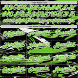 Custom Figure Aurora Green Black-White Fluid Bomber Full-Snap Varsity Letterman Hoodie Jacket