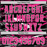 Custom Figure Hot Pink Black-White Fluid Bomber Full-Snap Varsity Letterman Hoodie Jacket