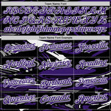 Custom Figure Purple Black-White Fluid Bomber Full-Snap Varsity Letterman Hoodie Jacket