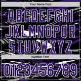 Custom Figure Purple Black-White Fluid Bomber Full-Snap Varsity Letterman Hoodie Jacket