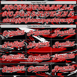 Custom Figure Red Black-White Fluid Bomber Full-Snap Varsity Letterman Hoodie Jacket