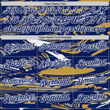 Custom Figure Royal Old Gold-White Fluid Bomber Full-Snap Varsity Letterman Hoodie Jacket
