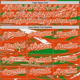Custom Figure Orange Grass Green-White Fluid Bomber Full-Snap Varsity Letterman Hoodie Jacket
