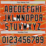 Custom Figure Black Orange Old Gold-White Fluid Bomber Full-Snap Varsity Letterman Hoodie Jacket