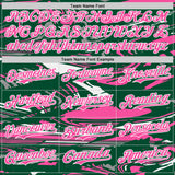 Custom Figure Pink Kelly Green-White Fluid Bomber Full-Snap Varsity Letterman Hoodie Jacket