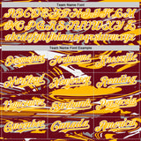 Custom Figure Gold Crimson-White Fluid Bomber Full-Snap Varsity Letterman Hoodie Jacket