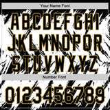 Custom Black White-Old Gold Abstract Sharp Shape Fragment 3D Pattern Design Bomber Full-Snap Varsity Letterman Hoodie Jacket