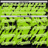 Custom Black Neon Green-White Abstract Sharp Shape Fragment 3D Pattern Design Bomber Full-Snap Varsity Letterman Hoodie Jacket
