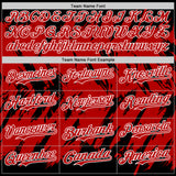 Custom Black Red-White Abstract Sharp Shape Fragment 3D Pattern Design Bomber Full-Snap Varsity Letterman Hoodie Jacket