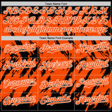 Custom Black Orange-White Abstract Sharp Shape Fragment 3D Pattern Design Bomber Full-Snap Varsity Letterman Hoodie Jacket
