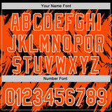 Custom Black Orange-White Abstract Sharp Shape Fragment 3D Pattern Design Bomber Full-Snap Varsity Letterman Hoodie Jacket