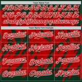 Custom Green Red-White Abstract Sharp Shape Fragment 3D Pattern Design Bomber Full-Snap Varsity Letterman Hoodie Jacket
