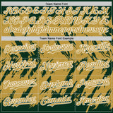 Custom Green Old Gold-White Abstract Sharp Shape Fragment 3D Pattern Design Bomber Full-Snap Varsity Letterman Hoodie Jacket