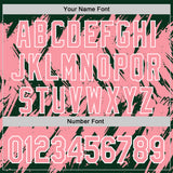 Custom Green Medium Pink-White Abstract Sharp Shape Fragment 3D Pattern Design Bomber Full-Snap Varsity Letterman Hoodie Jacket