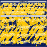 Custom Royal Yellow-White Abstract Sharp Shape Fragment 3D Pattern Design Bomber Full-Snap Varsity Letterman Hoodie Jacket