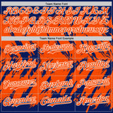 Custom Royal Orange-White Abstract Sharp Shape Fragment 3D Pattern Design Bomber Full-Snap Varsity Letterman Hoodie Jacket