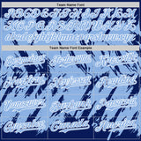 Custom Royal Light Blue-White Abstract Sharp Shape Fragment 3D Pattern Design Bomber Full-Snap Varsity Letterman Hoodie Jacket