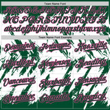 Custom Kelly Green White-Pink Abstract Sharp Shape Fragment 3D Pattern Design Bomber Full-Snap Varsity Letterman Hoodie Jacket