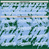 Custom Kelly Green Light Blue-White Abstract Sharp Shape Fragment 3D Pattern Design Bomber Full-Snap Varsity Letterman Hoodie Jacket