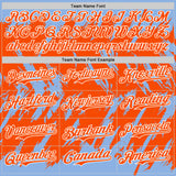 Custom Light Blue Orange-White Abstract Sharp Shape Fragment 3D Pattern Design Bomber Full-Snap Varsity Letterman Hoodie Jacket