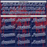 Custom Navy Crimson-White Dripping Splatter 3D Pattern Design Bomber Full-Snap Varsity Letterman Hoodie Jacket