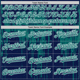 Custom Navy Teal-White Dripping Splatter 3D Pattern Design Bomber Full-Snap Varsity Letterman Hoodie Jacket